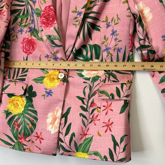 Rachel Zoe Pink Floral Tropical Blazer Jacket Women's Medium - Picture 5 of 11